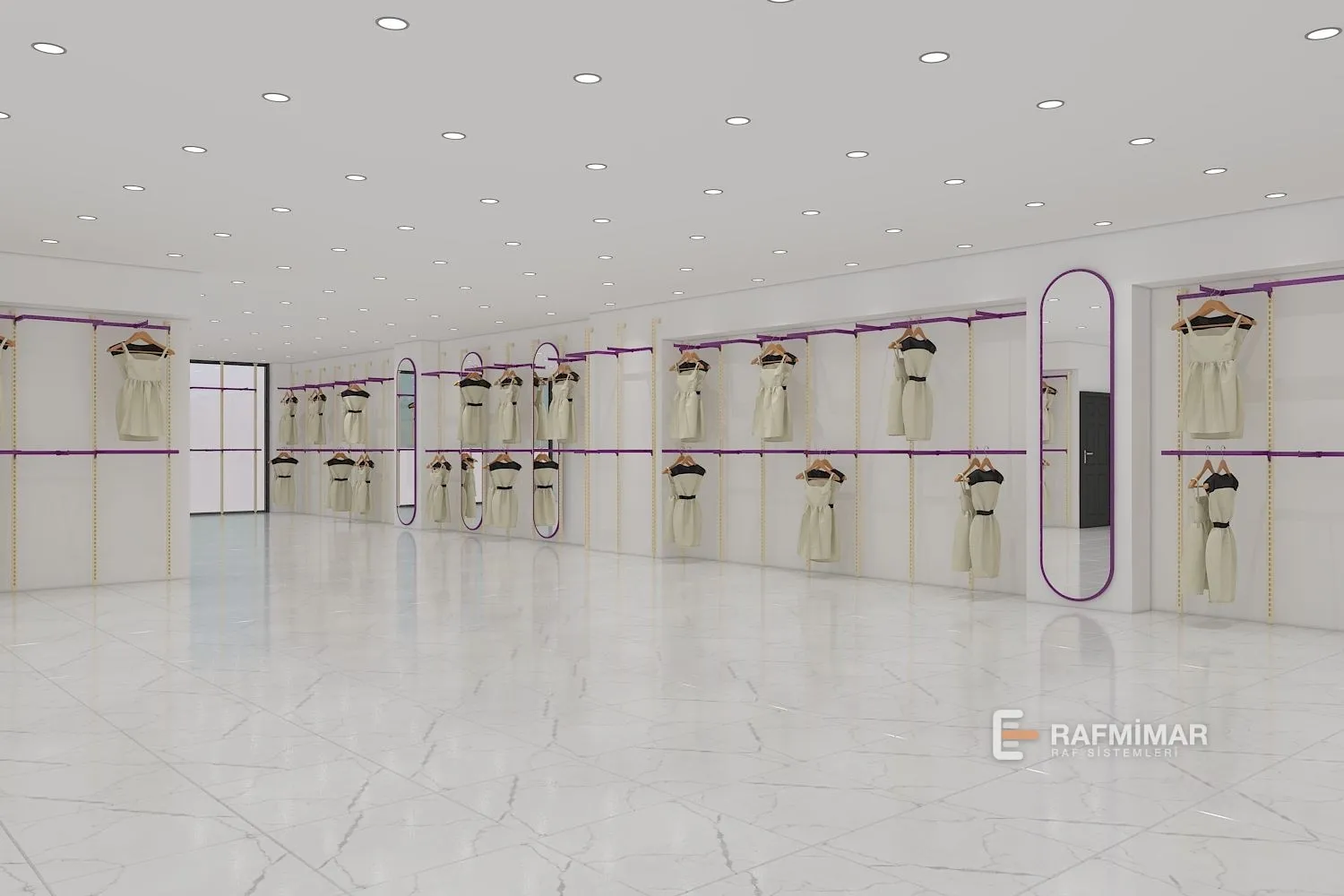 Tekstil showroom raf tasarımı